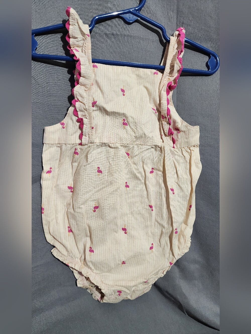 Carter's Cream Romper with Pink Flamingo Pattern - Picture 1 of 4